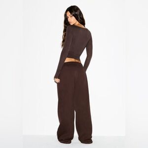 Skims Women's Oversized Waistband Cotton Fleece Pants unisex